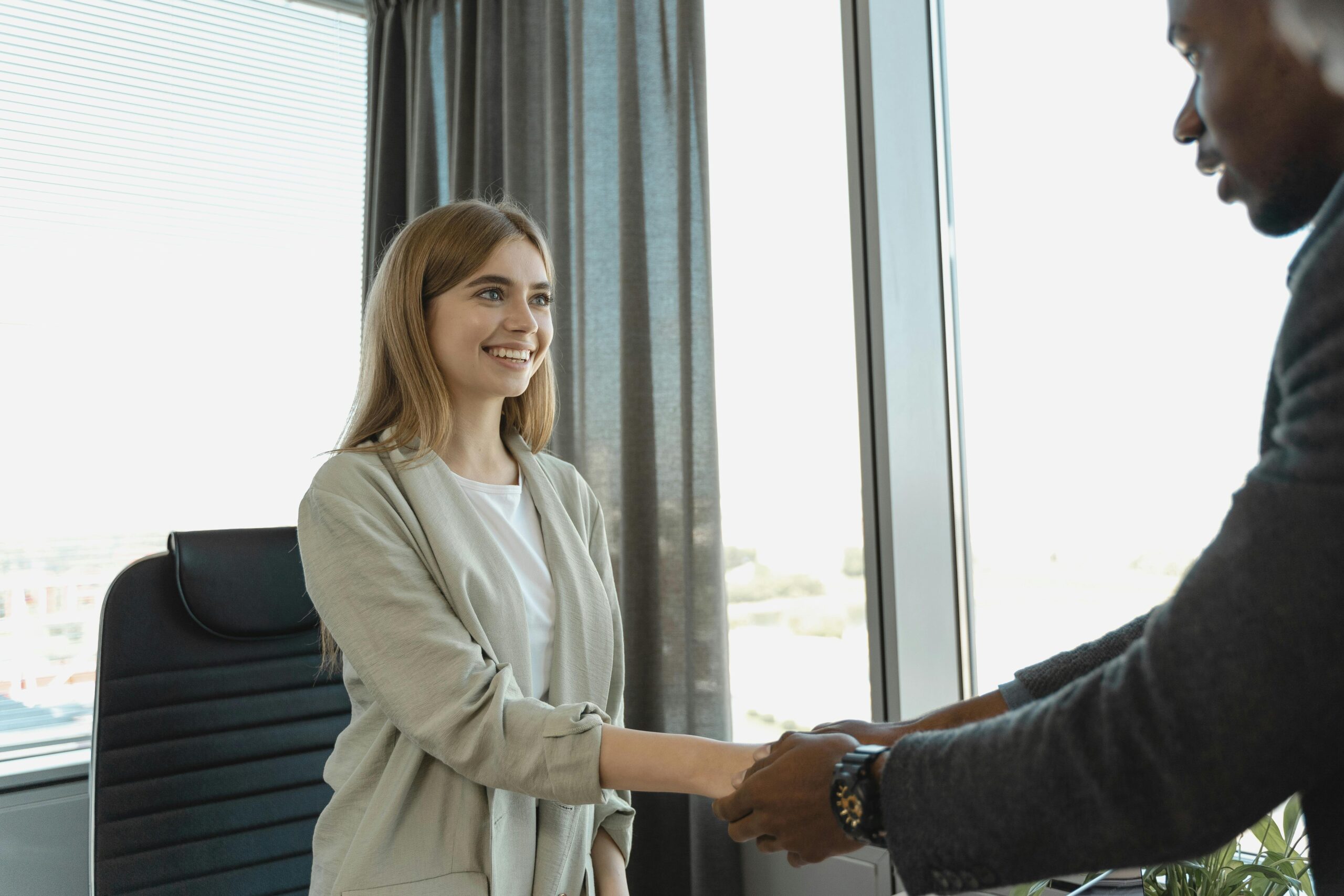 shaking hands after a job interview